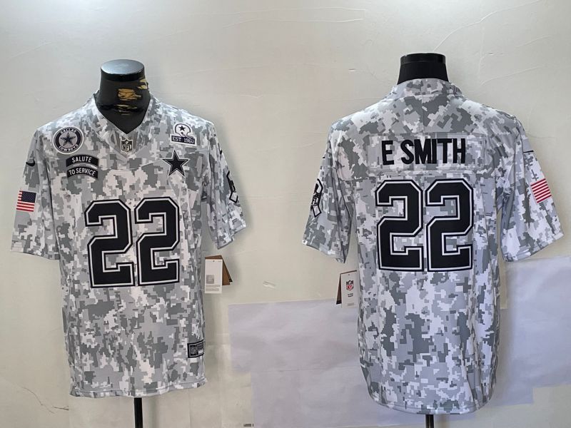 Men Dallas Cowboys #22 E.Smith Nike Arctic Camo 2024 Salute to Service Limited NFL Jersey style 4->dallas cowboys->NFL Jersey